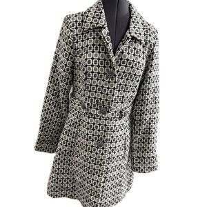 Stylish Voice Size Large L Poly Wool Blend Jacket Coat Black White Grey